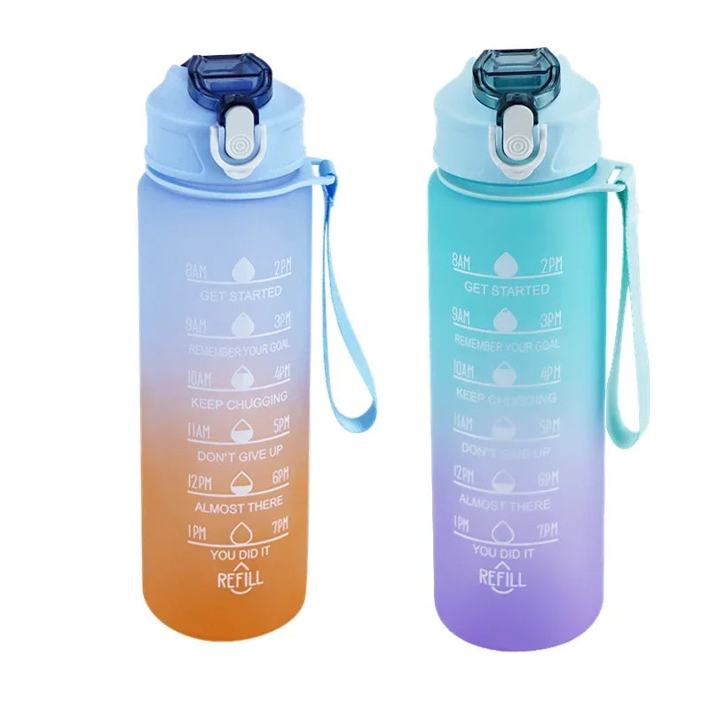 900ml BPA-Free Sports Water Bottle with Time Marker & Straw