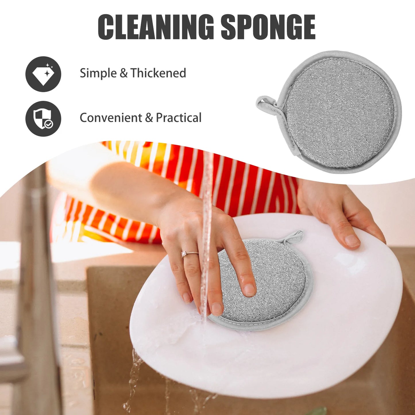 Double-Layer Soft Dishwashing Sponge Non-Scratch High-Durability Kitchen Cleaning Cloth Multipurpose Scrubber for Pots Pans Peaceful Pleasures Health and Wellness