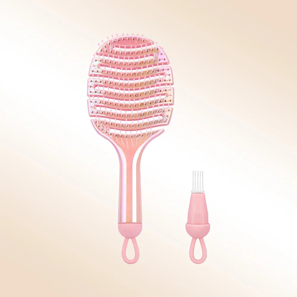 Iridescent Crescent Moon Detangling Hairbrush & Scalp Massager