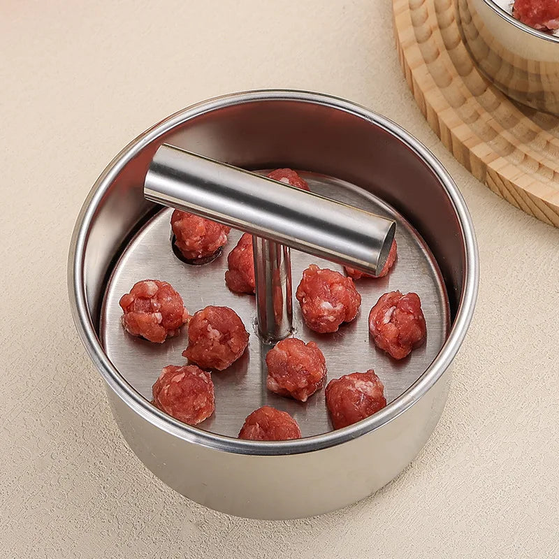 Household 12 Wells Stainless Steel Pill Press Kitchen Mold Rice-meat Dumplings Maker Manual Pressing Pill Making Meatball Mould Peaceful Pleasures Health and Wellness 12 meatballs