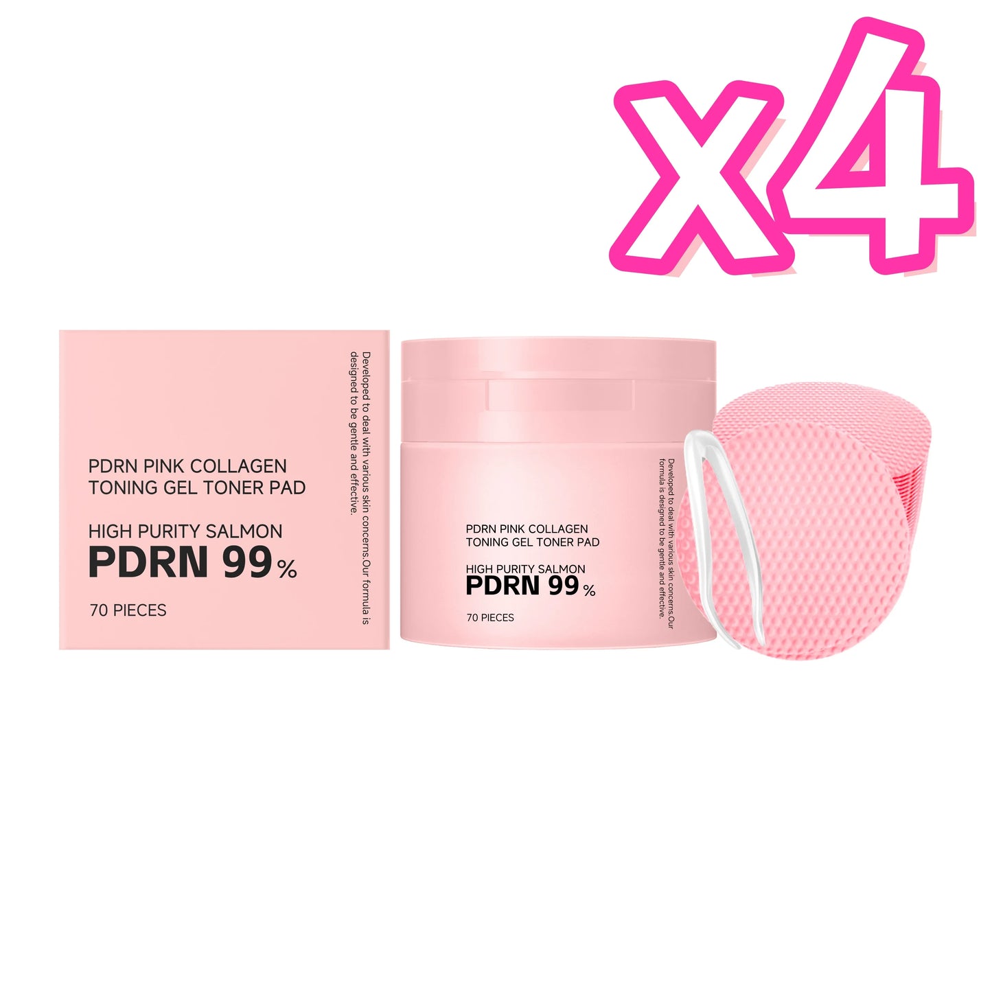 PDRN Collagen Toner Pads Repair Skin Barrier Calm Redness Hydrate Skin Reduce Skin Fine Lines Brighten Dullness Facial Toner Pad Peaceful Pleasures Health and Wellness 4 x 70pcs Boxed