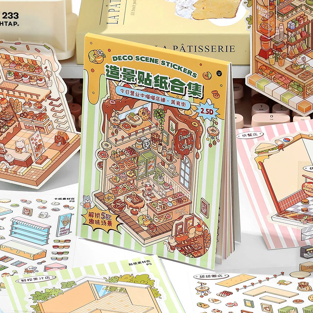 13-Pc 2.8D Landscape Sticker Book – DIY Cabin Scene Kids Gift