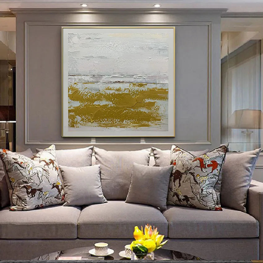 Handmade Yellow Oil Painting Simple Abstract Porch Hanging Poster Postmodern Corridor Aisle Mural Hotel Villa Decoration Picture Peaceful Pleasures Health and Wellness no frame High50cmx70cm