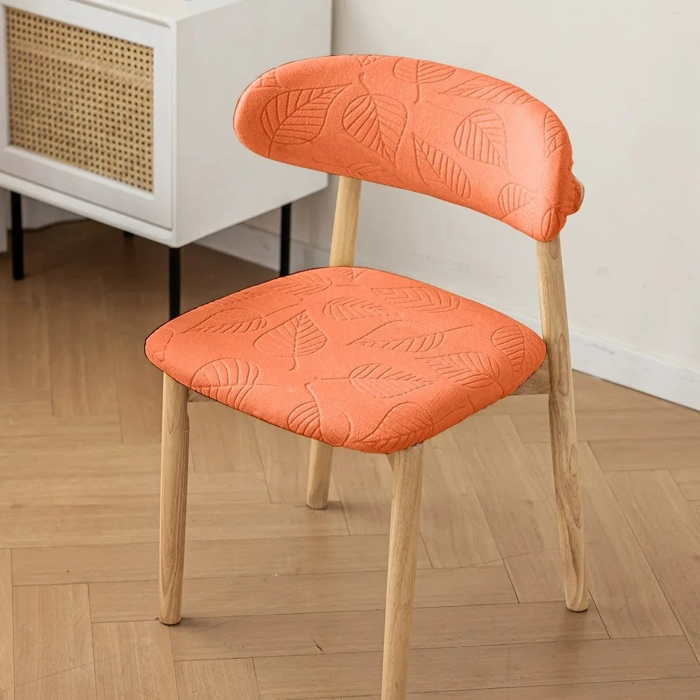 Elastic Stretch Curved Backrest Dining Chair Cover Dustproof Split Type Chair Dust Cover Solid Color Washable Stool Covers Peaceful Pleasures Health and Wellness Orange