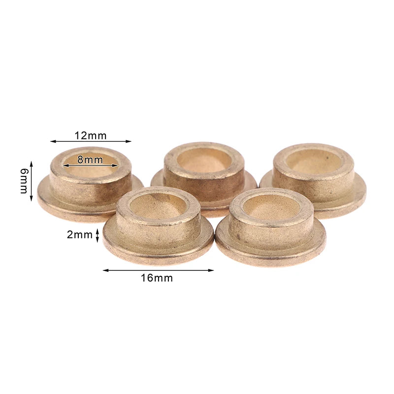 5Pcs Flange Bushing Copper Sleeve Inner Diameter 8MM Powder Metallurgy Oil Bearing With Edge Step Shoulder Peaceful Pleasures Health and Wellness 8x12x6