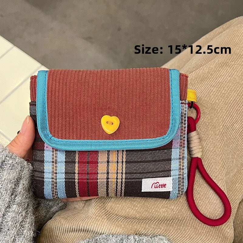 New Fresh Checkered Storage Bags Candy Sanitary Towel Small Bags Portable Sanitary Napkin Storage Bags Large Capacity Practical Peaceful Pleasures Health and Wellness Red