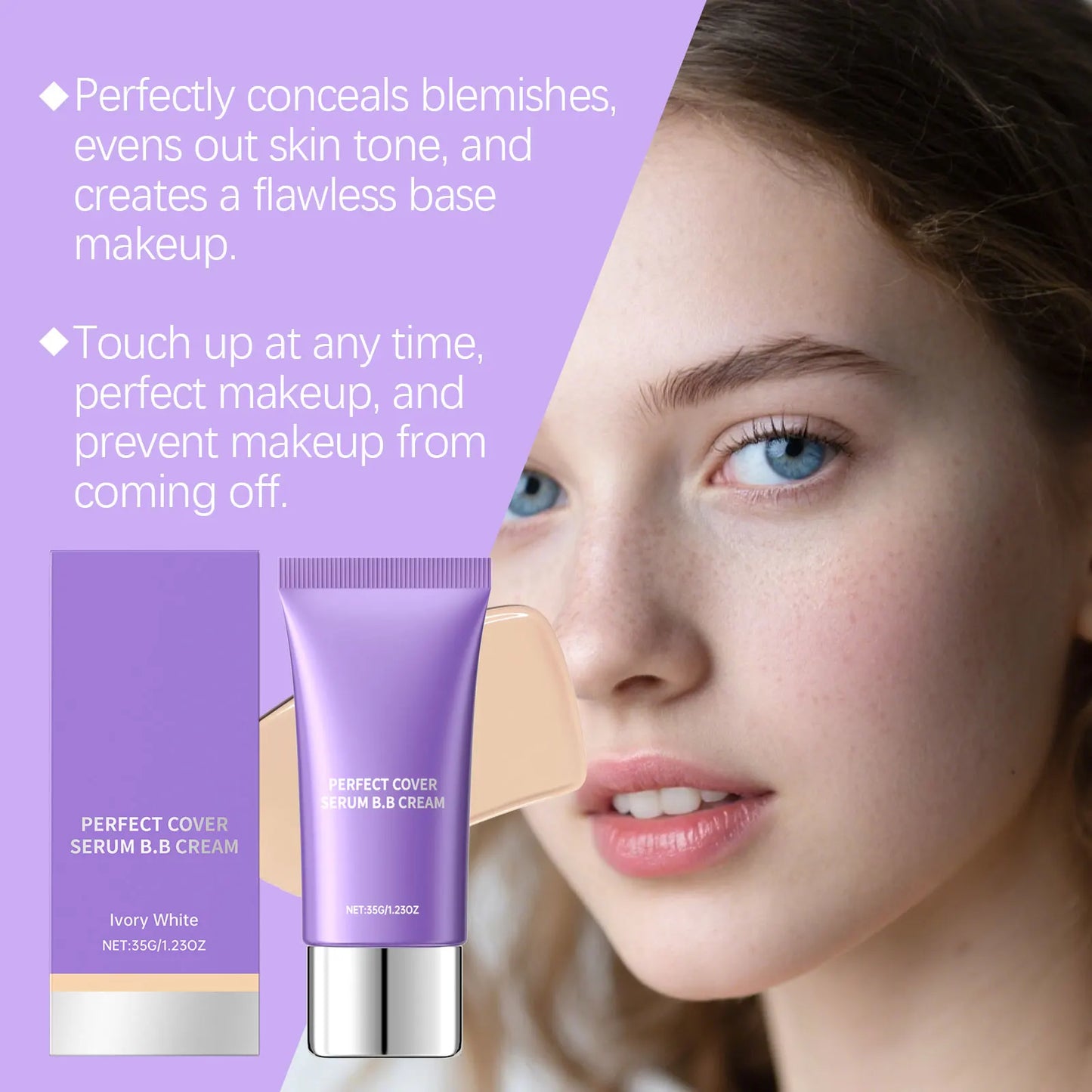Moisturizing Serum BB Cream Concealer Lightweight Natural Base Makeup Oil Control Even Skin Tone Brightening Foundation Cosmetic Peaceful Pleasures Health and Wellness