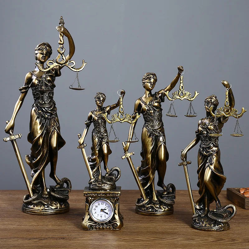 9.5X5X19cm Creative Retro Round bottom Justice Goddess Statue Lawyer Office Ornament Gifts Home Living room Sculpture Desk Decor Peaceful Pleasures Health and Wellness