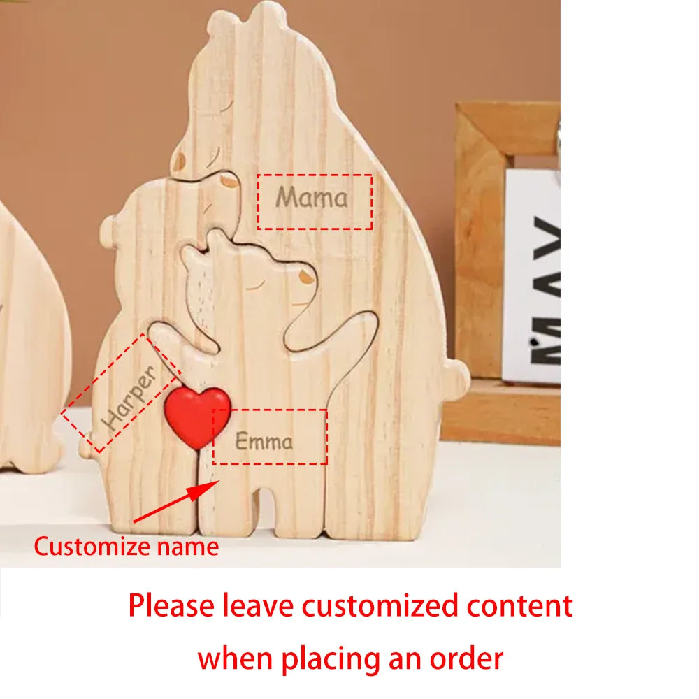 Personalized Wooden Bear Family Puzzle | Father's Day Gift