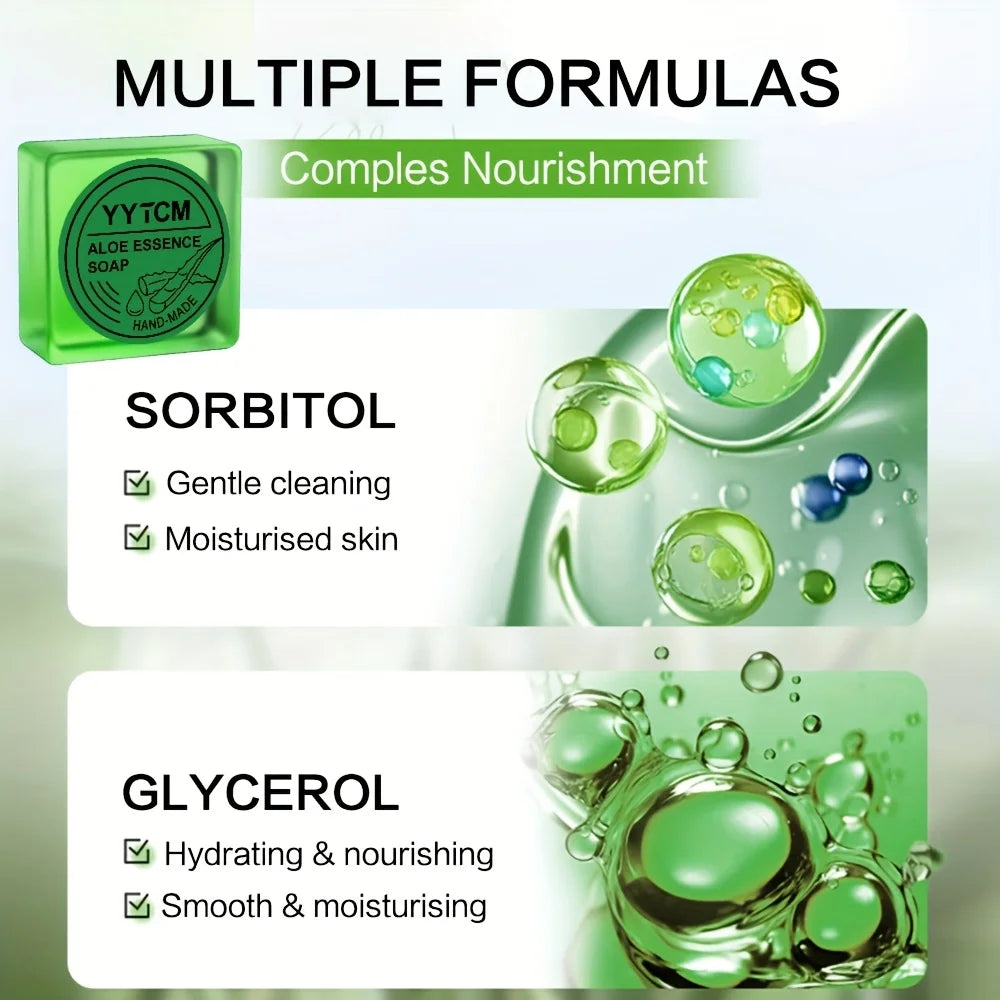 Handmade Aloe Vera Soap, Powerful Hydrating and Moisturizing, Can Be Used for Cleansing the Face and Body, Gentle and Refreshing, Deep Cleansing and Moisturizing, Suitable for Both Men and Women, 65G/Piece Peaceful Pleasures Health and Wellness