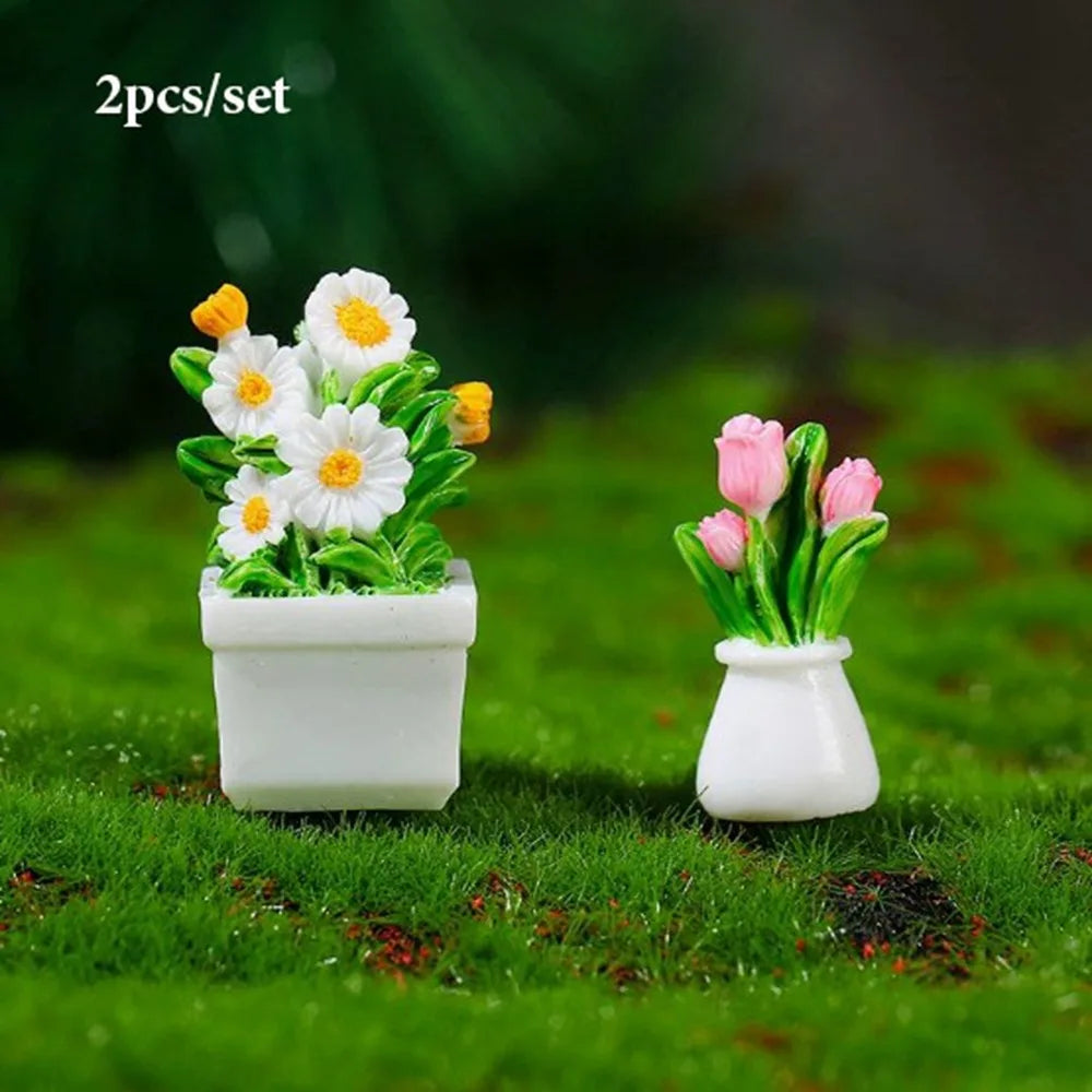 1:12 Dollhouse Miniature Potted Plants | Mini Bonsai & Pot Set