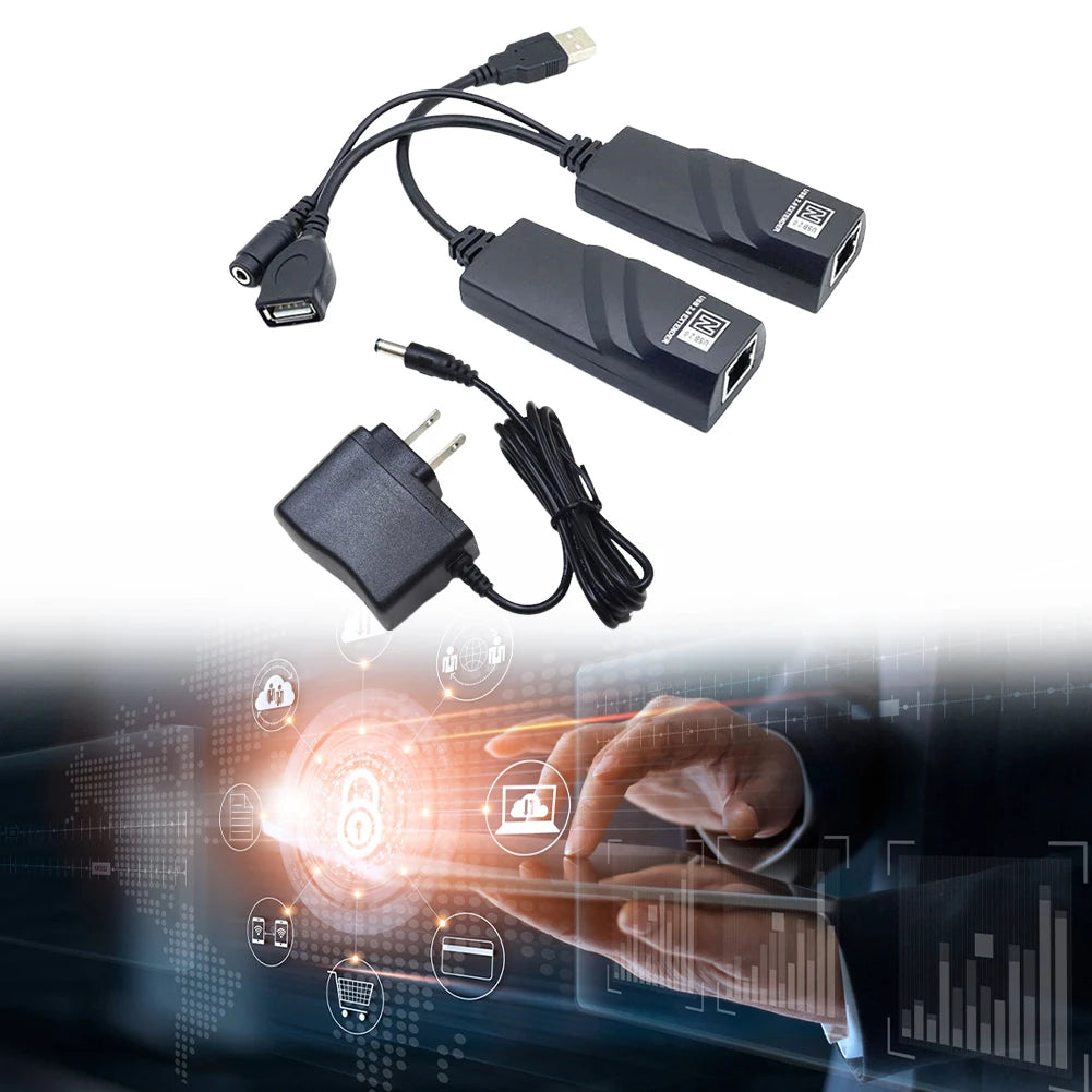 USB Ethernet Extender with Power Adapter USB 2.0 Network Cable Extender To RJ45 Over Cat5 Cat5E Cat6 for Camera Mouse Keyboard Peaceful Pleasures Health and Wellness