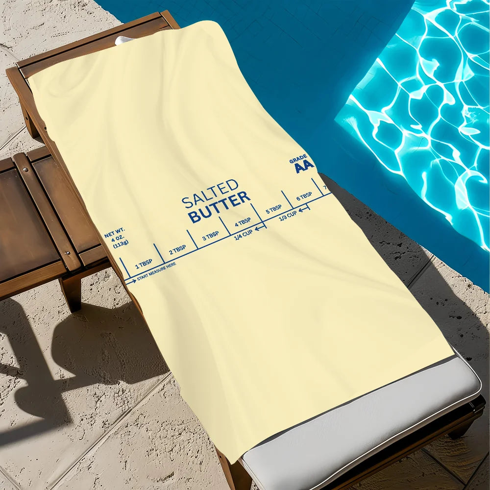 Salted Butter Funny Quick-Dry Beach Towel | Pool Travel Gym Funny Beach Towel Peaceful Pleasures Health and Wellness z4 STJ150x180CM