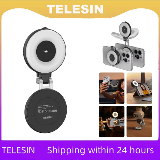 TELESIN Smartphone Magnetic Fill Light Mini Selfie Ring Fill Light 3 Modes Mirror Light for Iphone XIAOMI HUAWEI SAMSUNG Phone Peaceful Pleasures Health and Wellness