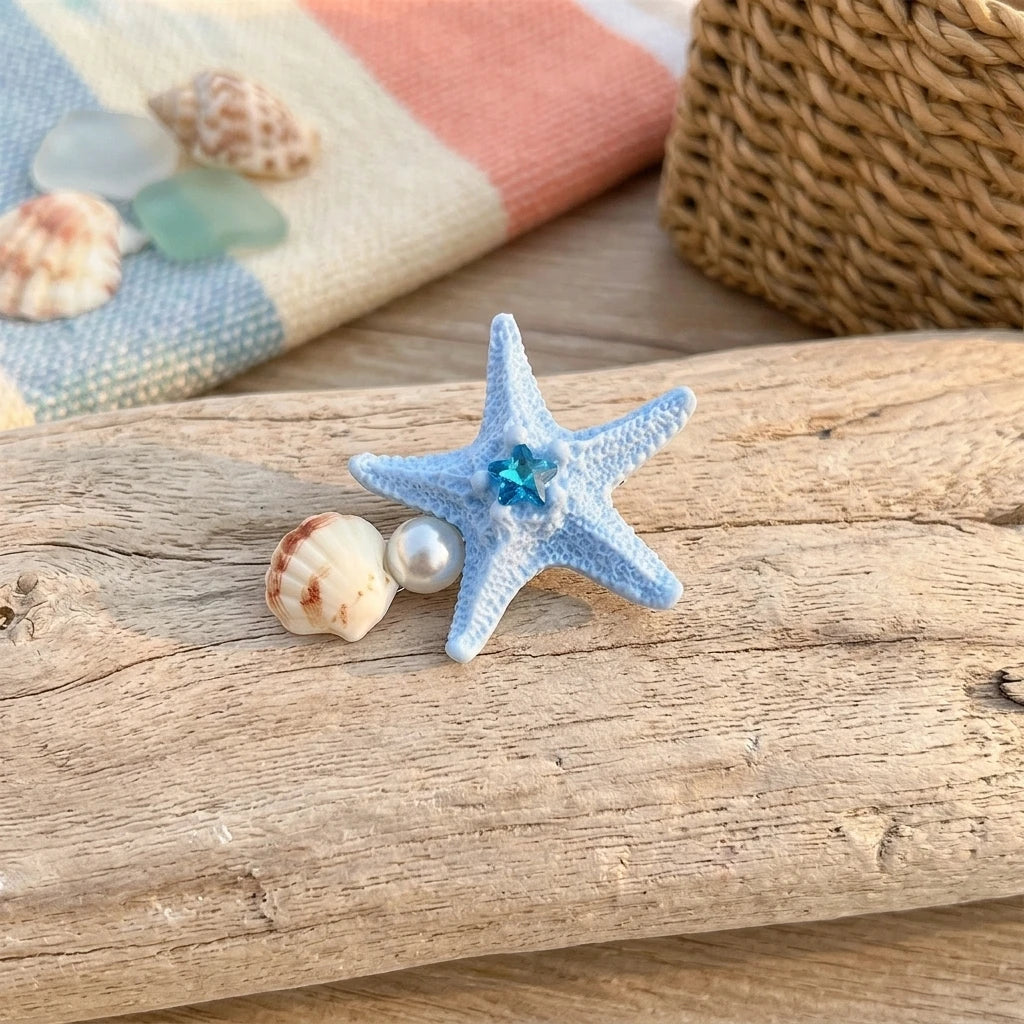 Colorful Starfish-Shell Hair Clip Resin Alloy Spring Design for Women and Teens Peaceful Pleasures Health and Wellness