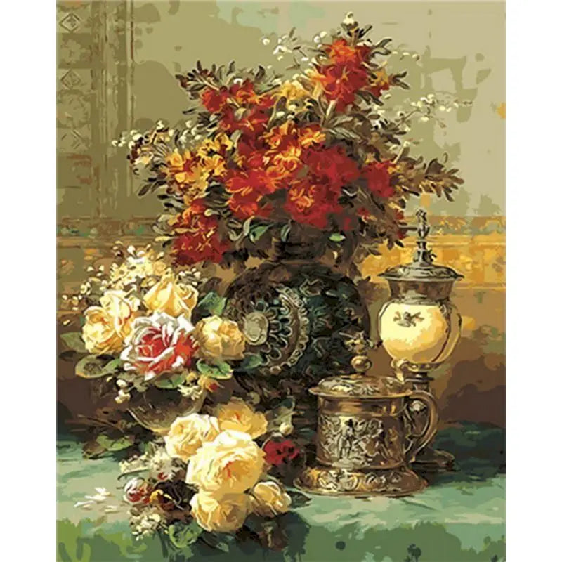 Classical Flowers Paint by Numbers Kit for Adults – 60×75cm