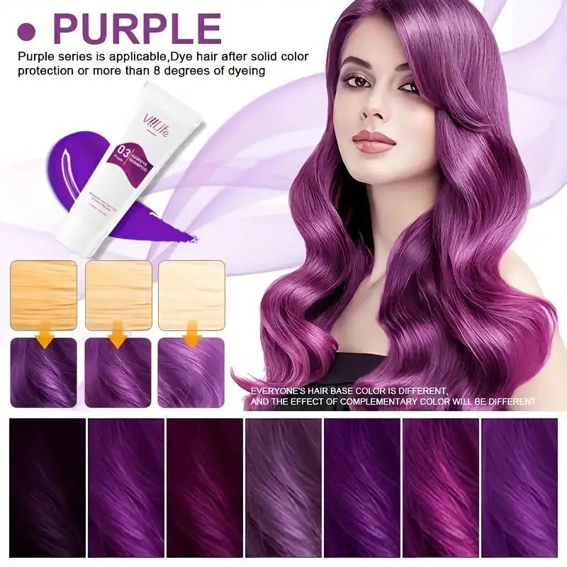 Unisex Hair Color Wax & Dye Shampoo – No Damage, Quick Coloring, Long-Lasting 100ml Peaceful Pleasures Health and Wellness Purple