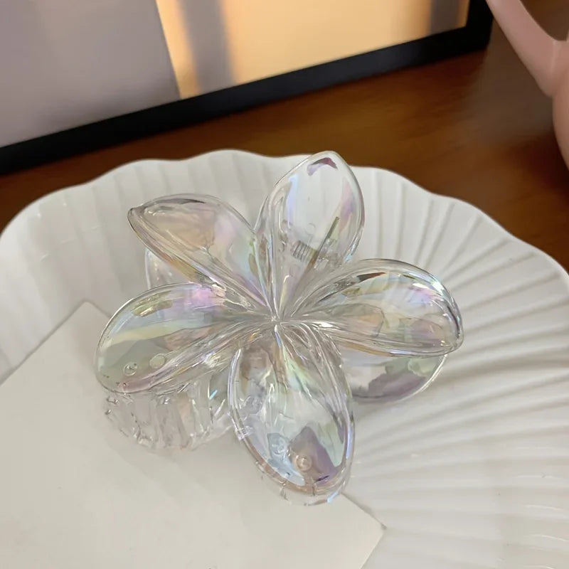 Large Floral Hair Claw Clip – Elegant Plastic Flower Clip for Women Hair Accessories Peaceful Pleasures Health and Wellness WHITE