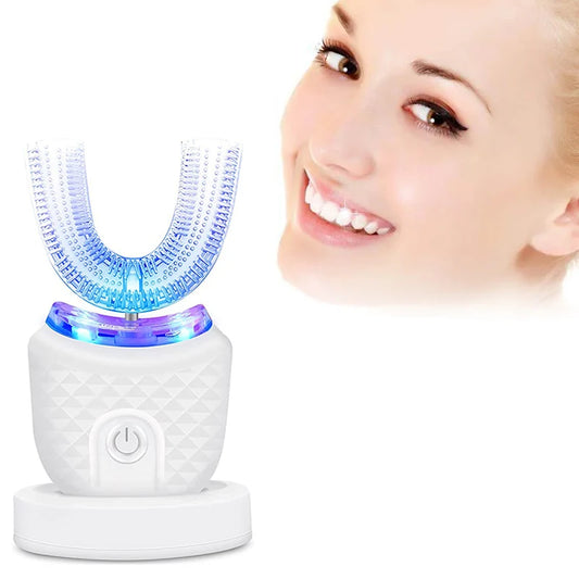 New Upgrade Waterproof Ultrasonic U-Shaped Toothbrush for Teeth Whitening 360-degree Cleaning Electric Toothbrush for Adults Peaceful Pleasures Health and Wellness