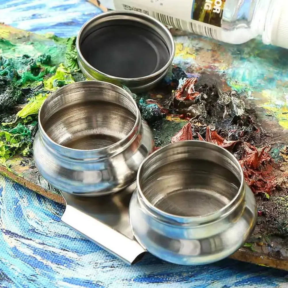 Stainless Steel Painting Oil Pot with Lid – Single & Double Hole