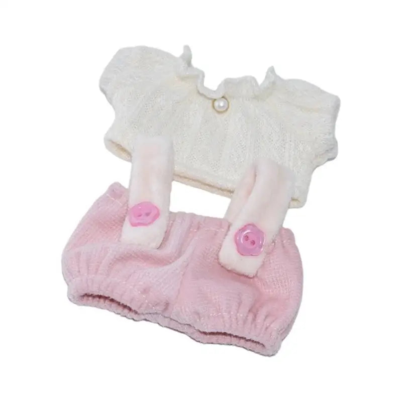10cm Cotton Doll Outfit – Top & Overalls Fashion Clothes Set