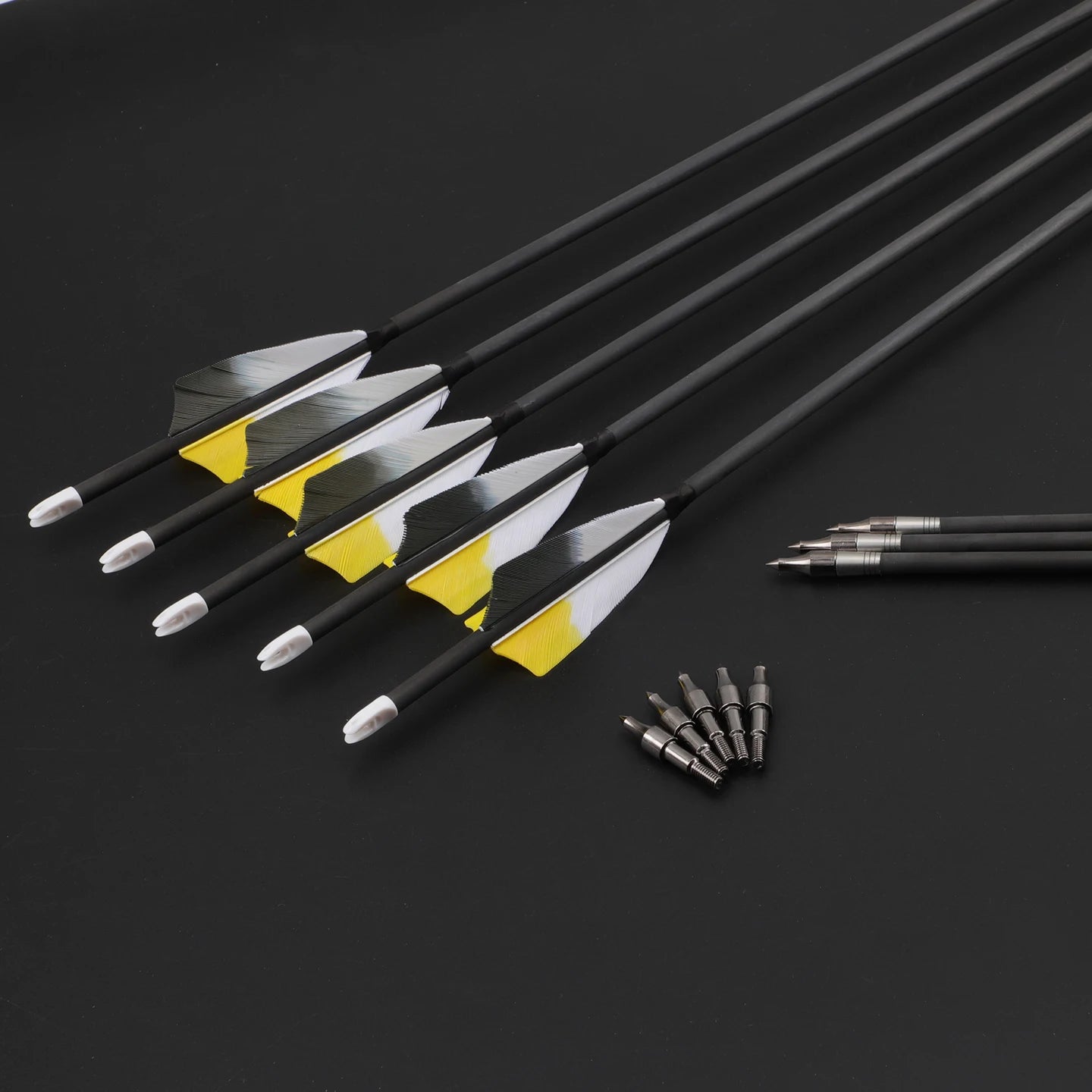 6 Pure Carbon Arrows Spine 300-800 Recurve Bow Hunting 33 Cut-to-size