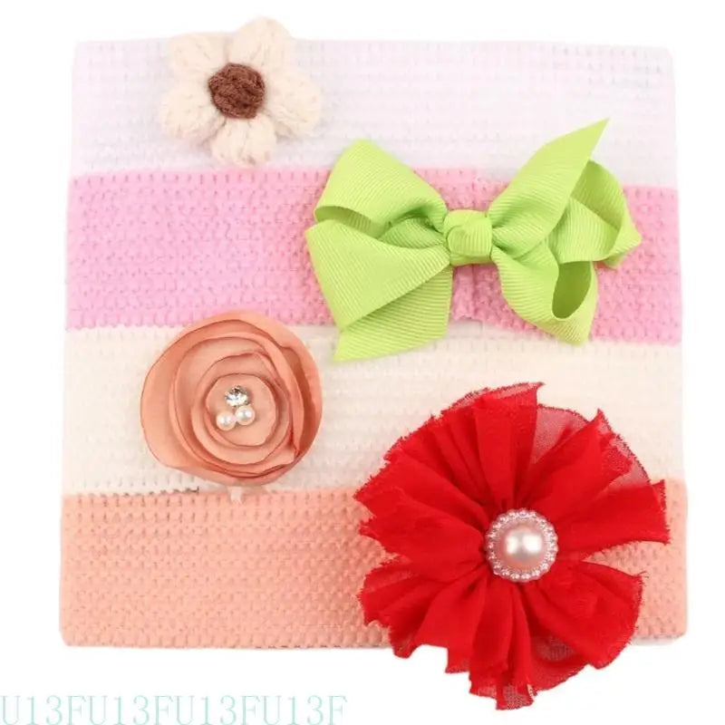 Kids Fabric Flower Headbands 4-Pack | Baby Girls Hair Accessories