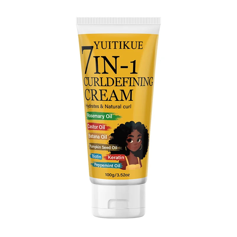 YUITIKUE 7-in-1 Curl Defining Cream with Rosemary Castor Batana Oil 100g Hydrates Natural Curl Hair Care Peaceful Pleasures Health and Wellness 1pc