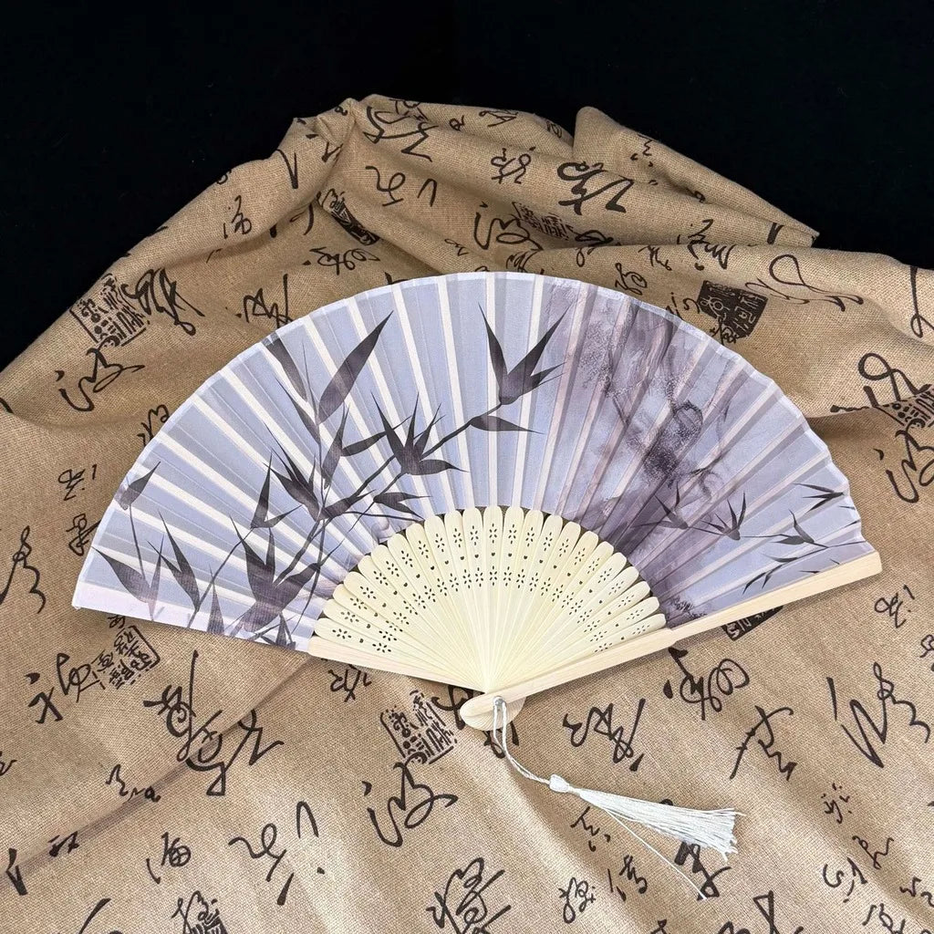 Bamboo Silk Folding Fan – Hanfu Dance, Photo Prop & Decor