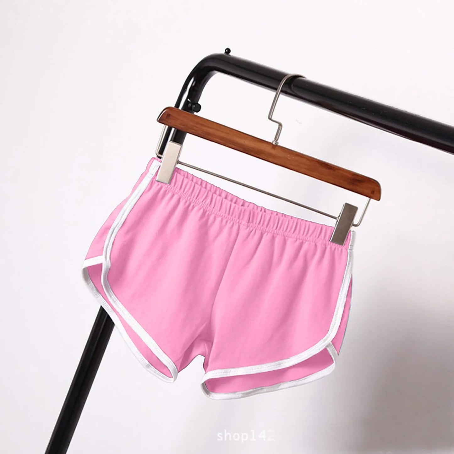 Sports Shorts Women Summer New Candy Color Anti Emptied Skinny Shorts Casual Lady Elastic Waist Beach Correndo Short Pants Peaceful Pleasures Health and Wellness Pink XL