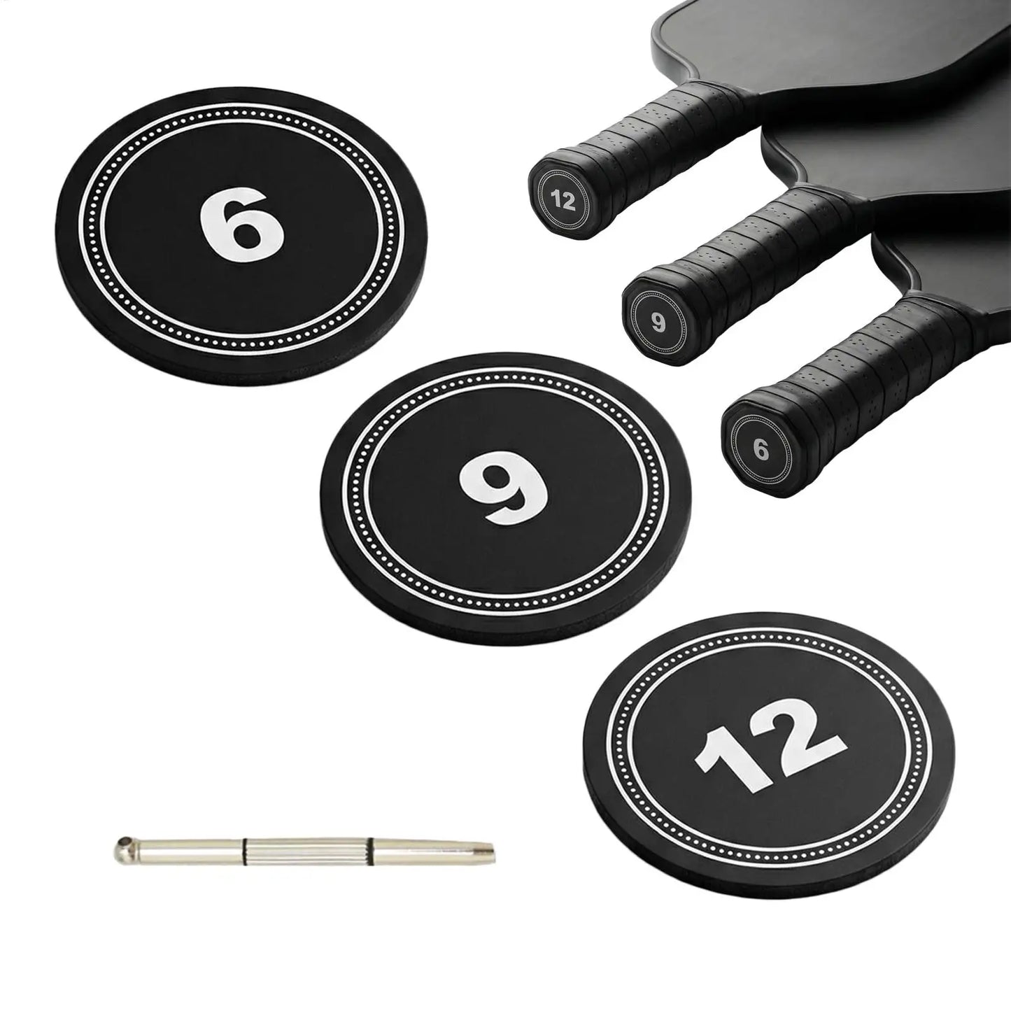 Pickleball Paddle Weighted Butt Caps – 6g 9g 12g Balance Set