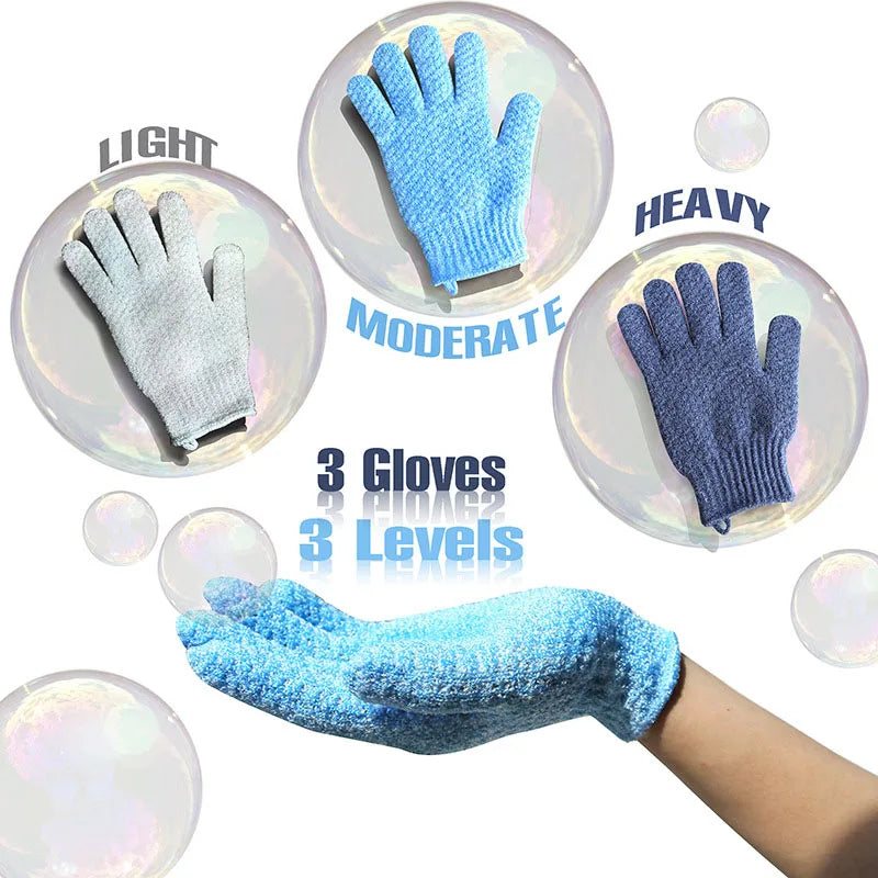 Shower men's and women's exfoliating gloves, dual texture body scrub gloves, dead skin remover suitable for home SPA massage (1 Peaceful Pleasures Health and Wellness