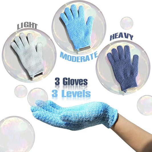 Shower men's and women's exfoliating gloves, dual texture body scrub gloves, dead skin remover suitable for home SPA massage (1 Peaceful Pleasures Health and Wellness