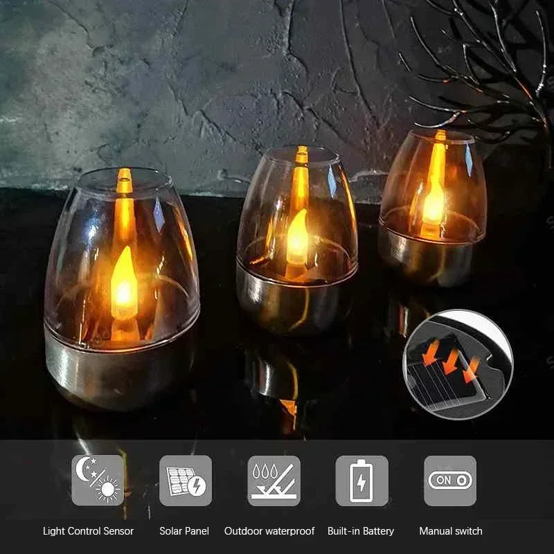 LED Solar Flameless Candle Lights – Waterproof Outdoor Garden