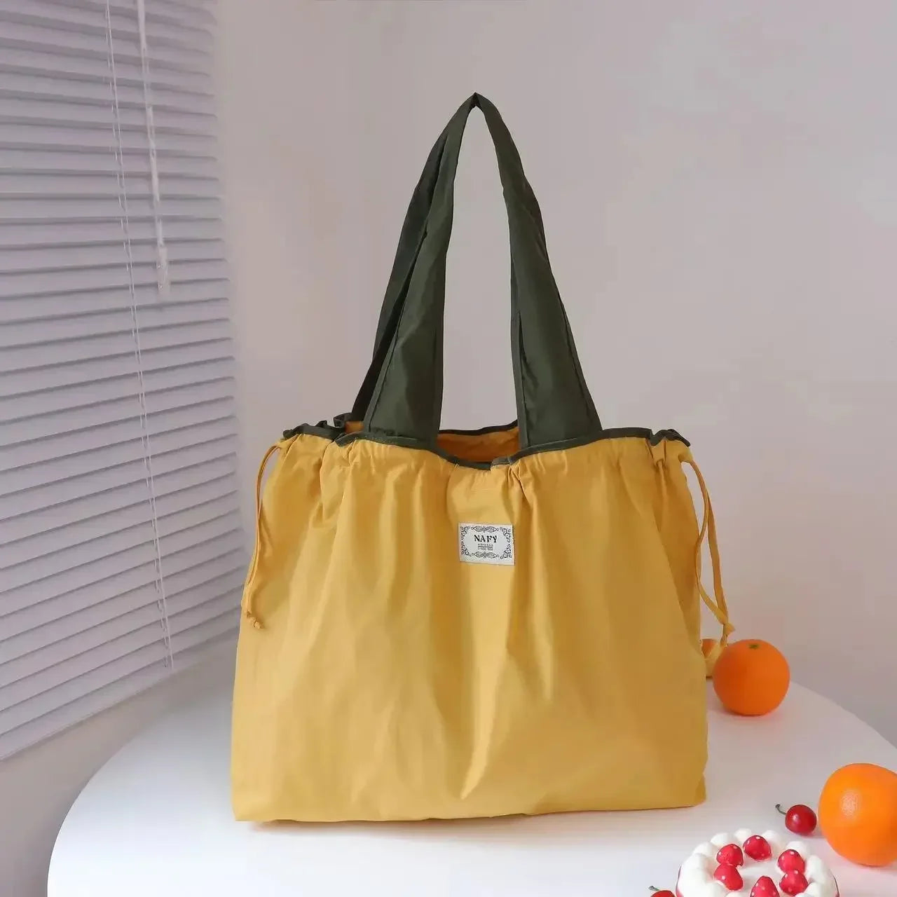 Foldable Reusable Grocery Bag | Oxford Shoulder Tote Reusable Tote Bag Peaceful Pleasures Health and Wellness