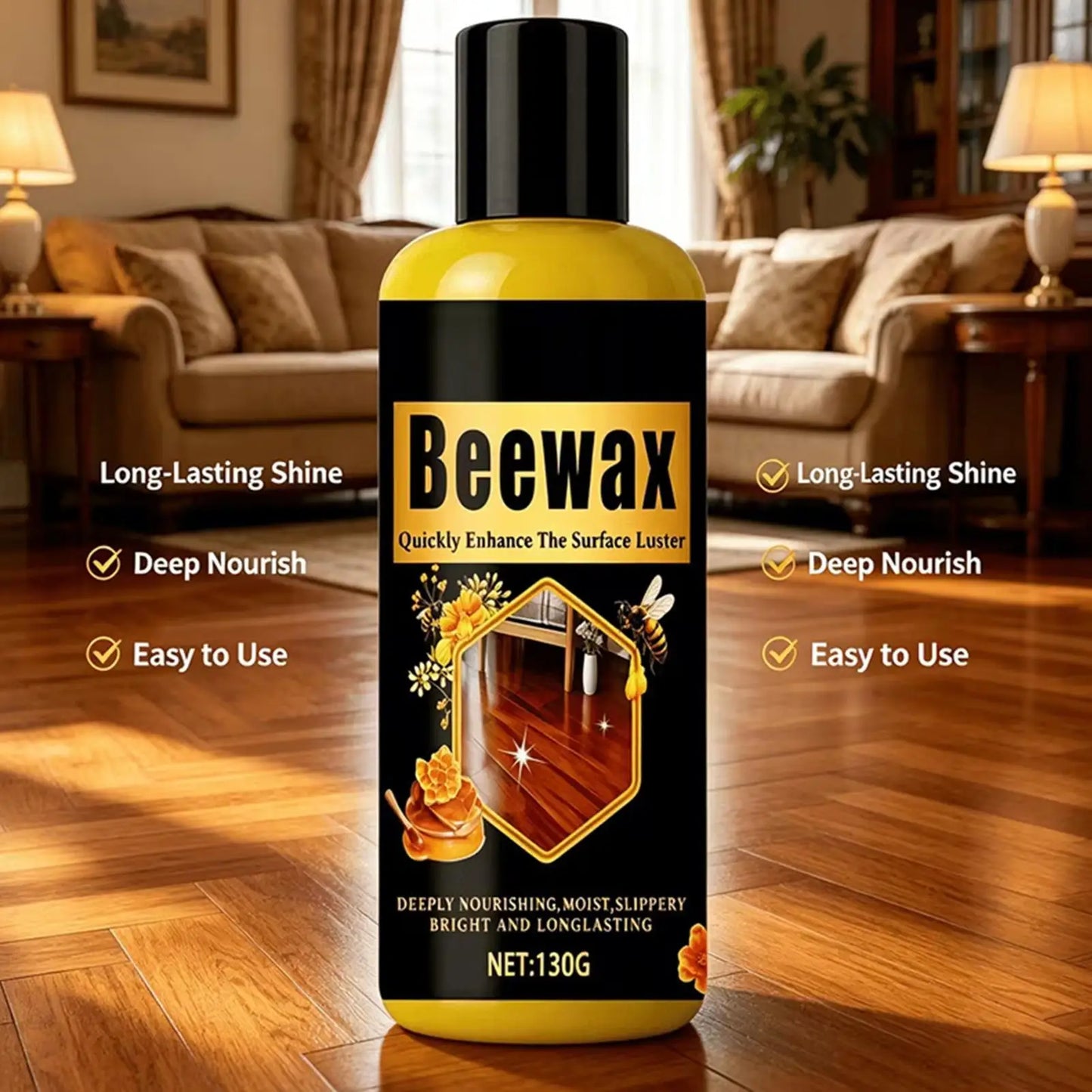 Natural Beeswax Wood Polish Paste 130g – Furniture Restorer