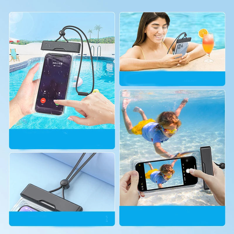 Swimming Phone Waterproof Bag Touch Screen Swimming Hot Spring Rafting Diving Suit Lanyard Neck Strap Sealed Transparent Bag Peaceful Pleasures Health and Wellness