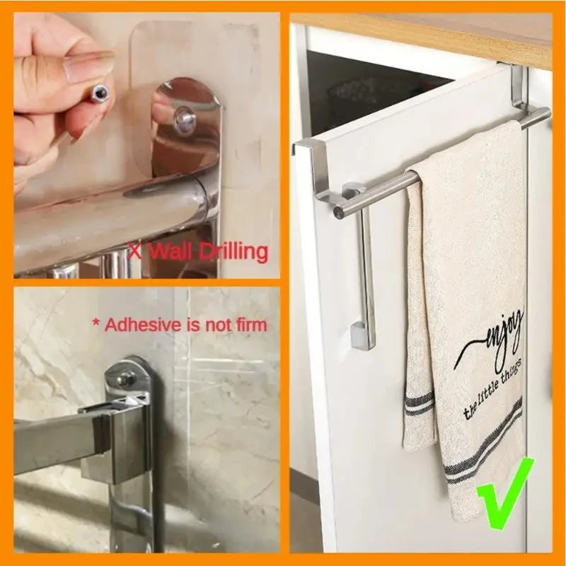 Over Door Towel Rack – Stainless Steel Hanging Bar Organizer