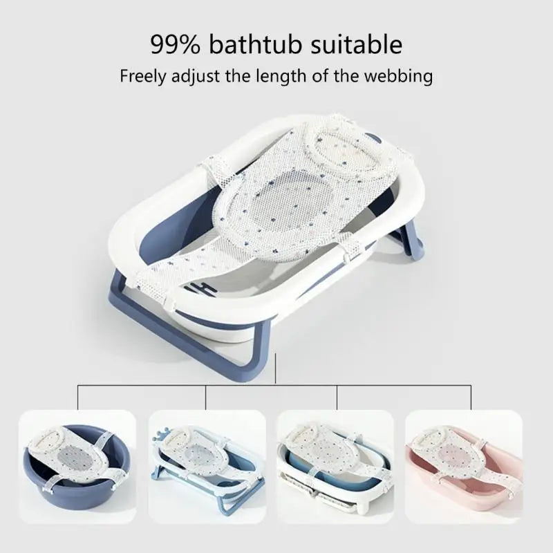 Adjustable Baby Bath Net with Headrest | Newborn Bathtub Support