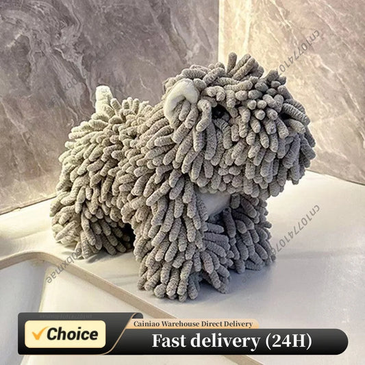 Hanging Hand Dry Towels Chenille Soft Absorbent Cartoon Dog Absorbent Soft Cute Hand Drying Puff Bathroom Kitchen Washstand Peaceful Pleasures Health and Wellness
