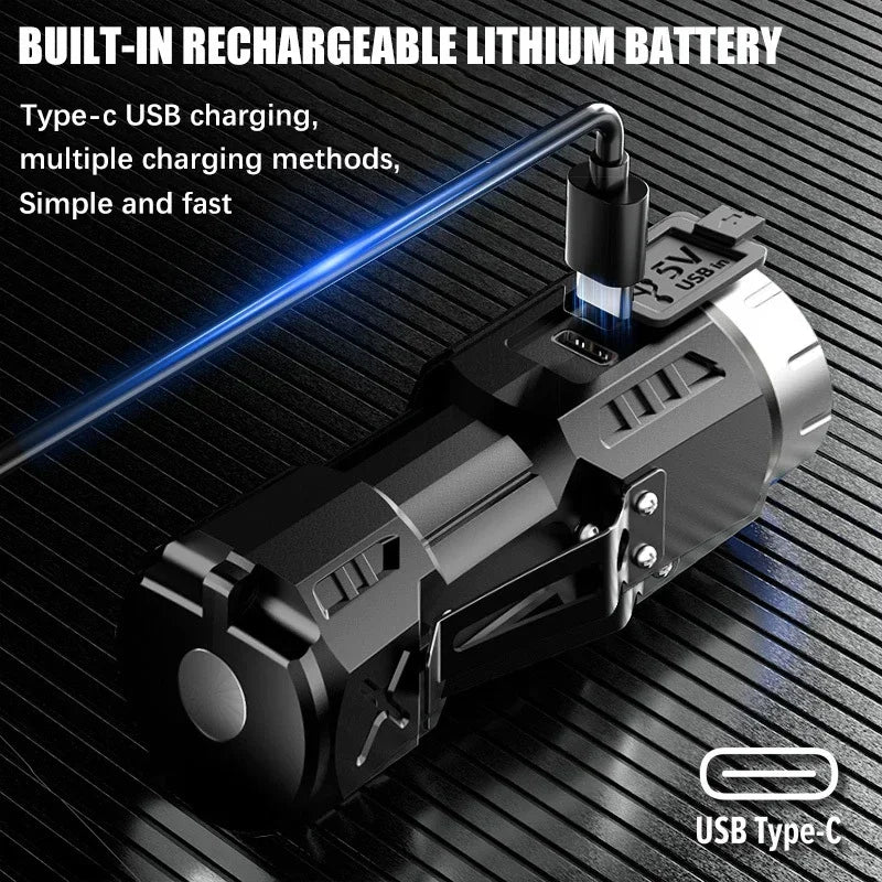 ZHIYU Mini LED Flashlight USB Rechargeable Magnetic Torch