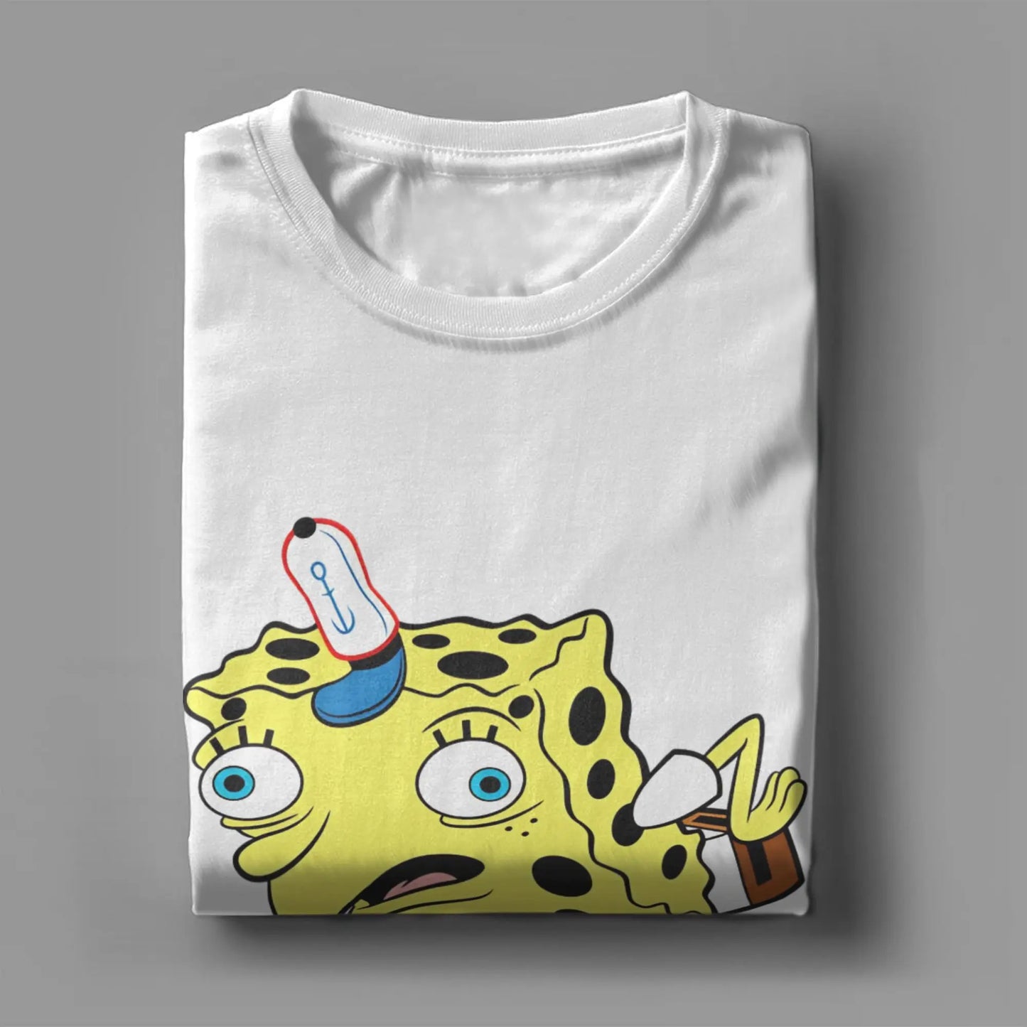 Men's T-Shirt S-Spongebobs Vintage 100% Cotton Tee Shirt Short Sleeve SpOnGeBoB Meme T Shirts Round Neck Clothes 6XL Peaceful Pleasures Health and Wellness