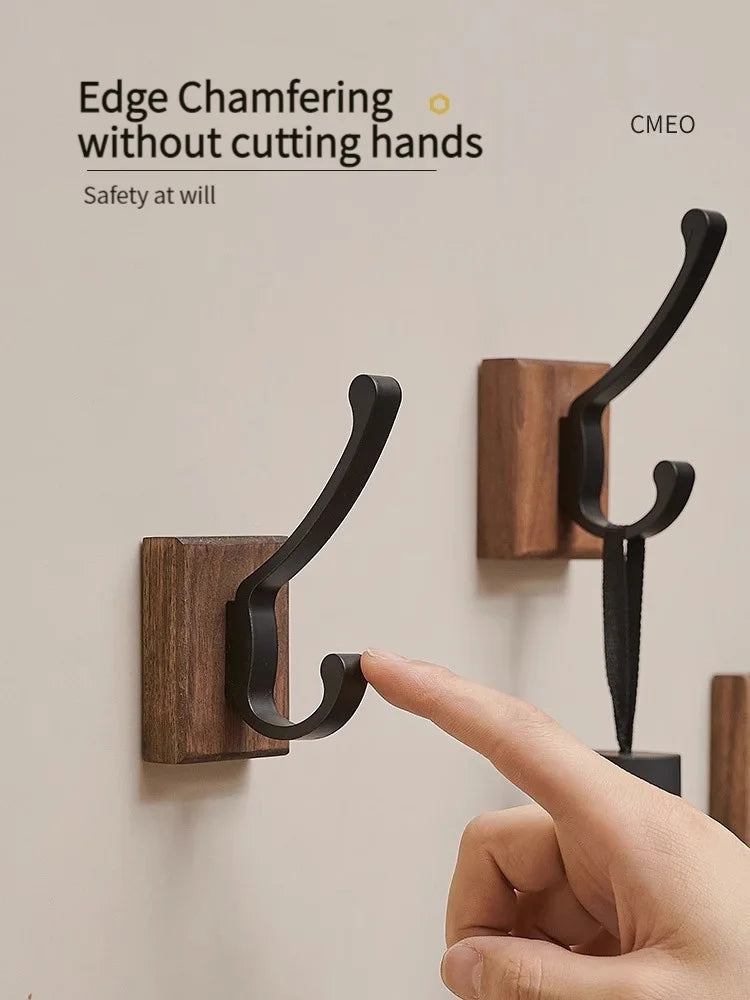 No-Drill Black Aluminum Wall Hook | Towel & Coat Hook