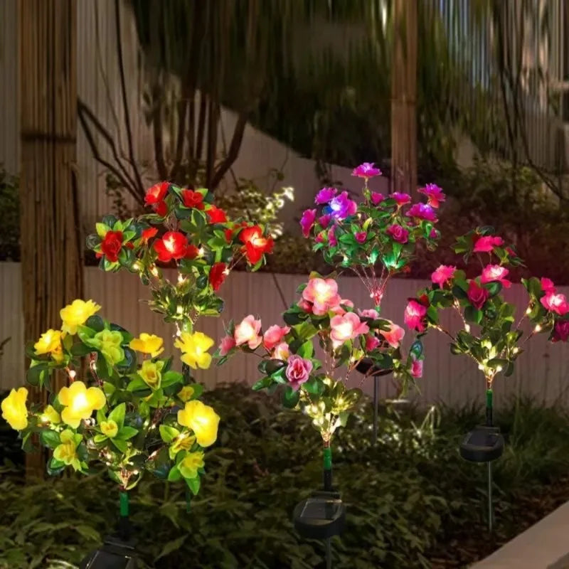 Solar LED Azalea Flower Ground Lights | Garden Outdoor Décor