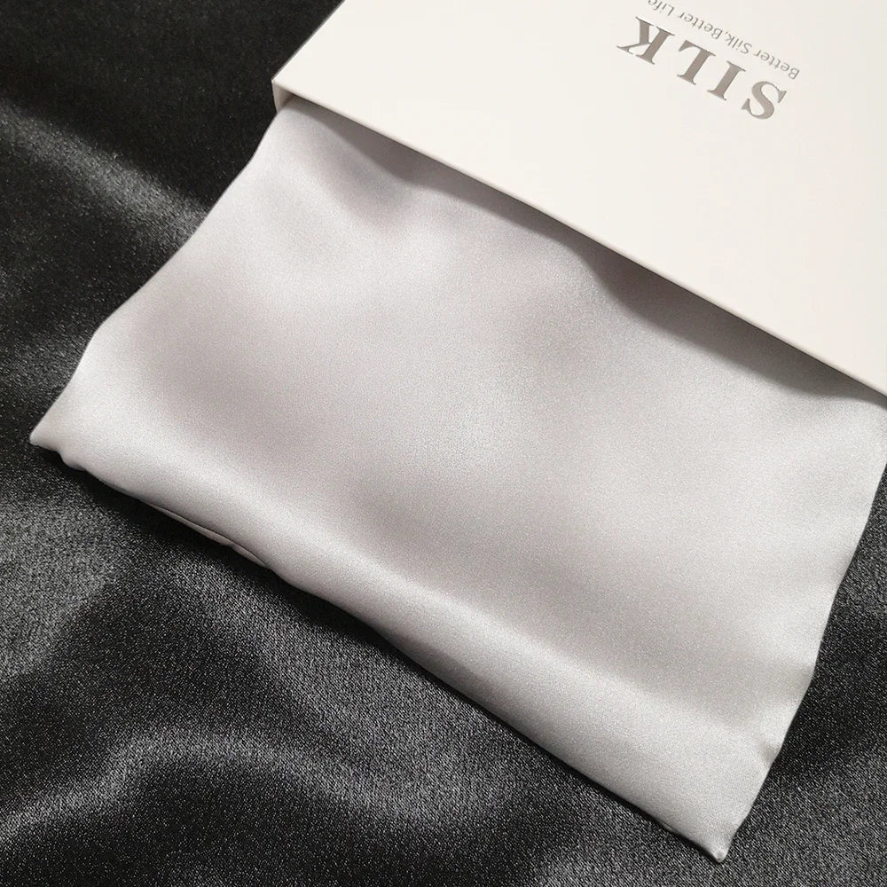 22 Momme 100% Mulberry Silk Pillowcase - Double Sided Solid Pure Silk Pillow Cover with Hidden Zipper - Grade 6A Luxury Bedding Peaceful Pleasures Health and Wellness silver 40x60CM