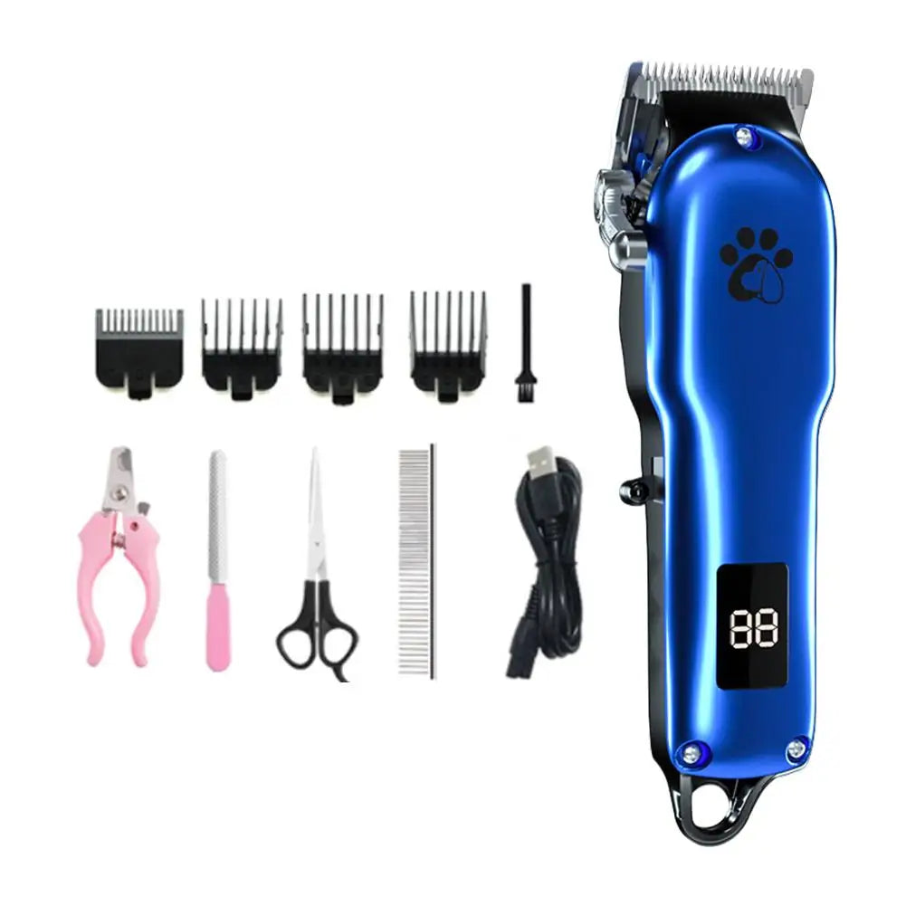 Cordless Electric Pet Hair Clipper – USB, LED Display, Low Noise