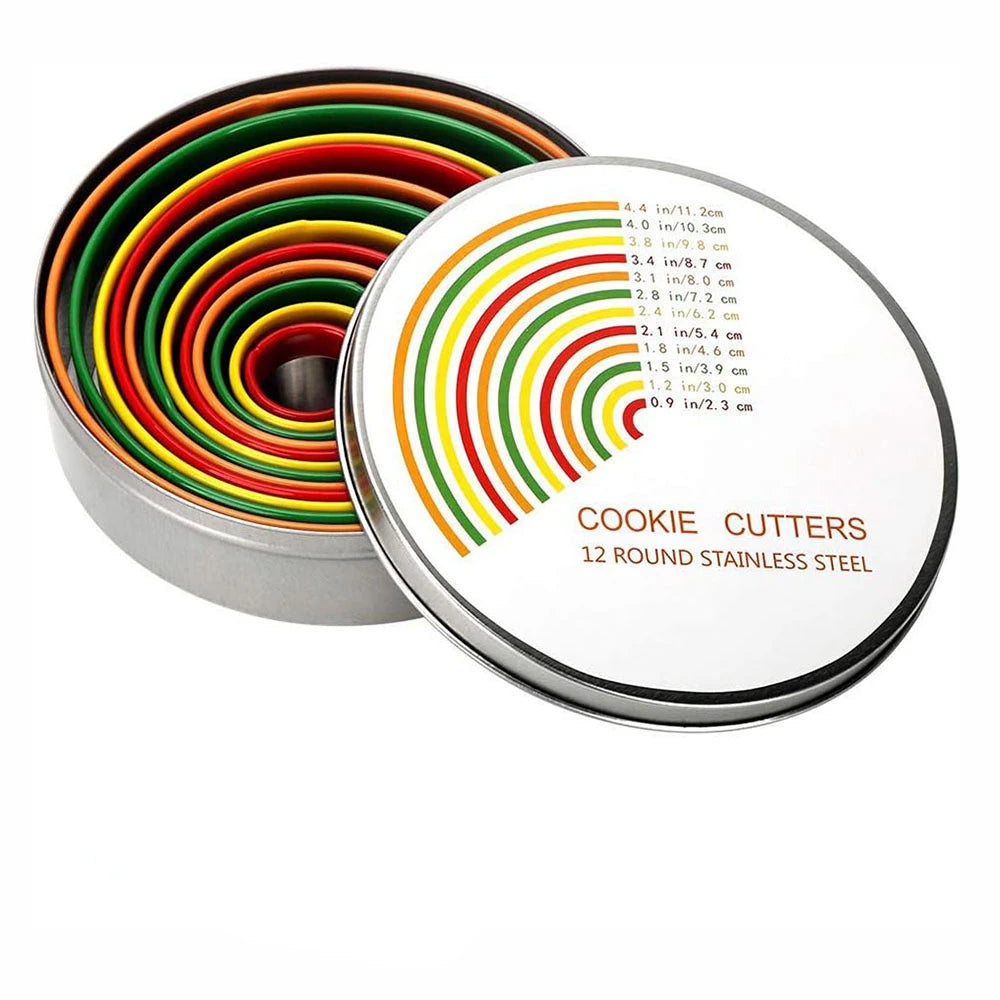 12-Piece Round Cookie Cutter Set | Stainless Steel Pastry Rings