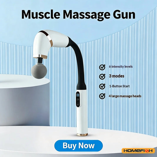 HOMEFISH Rechargeable Percussion Massage Gun – Back & Body Percussion Massage Gun Peaceful Pleasures Health and Wellness silvery