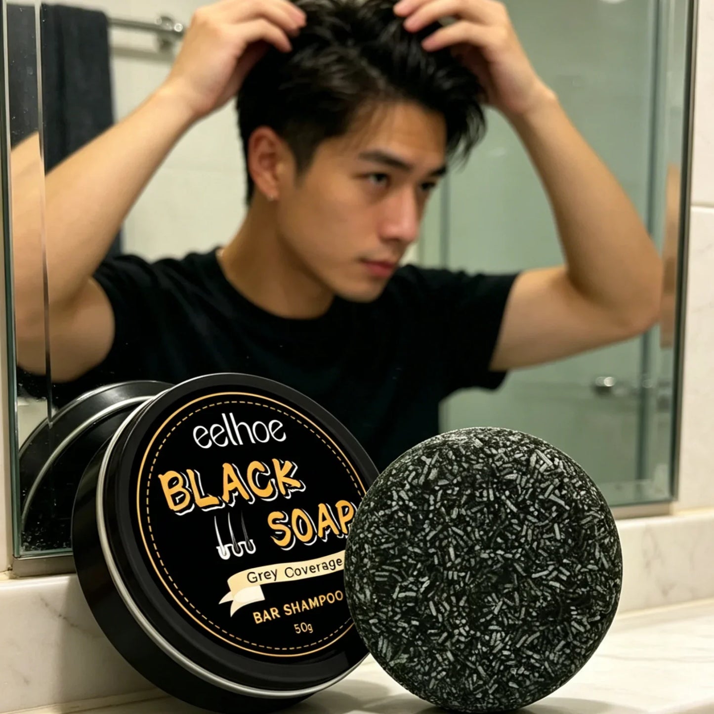 EELHOE Black Soap Natural Shampoo Bar – Gray Hair & Deep Nourish