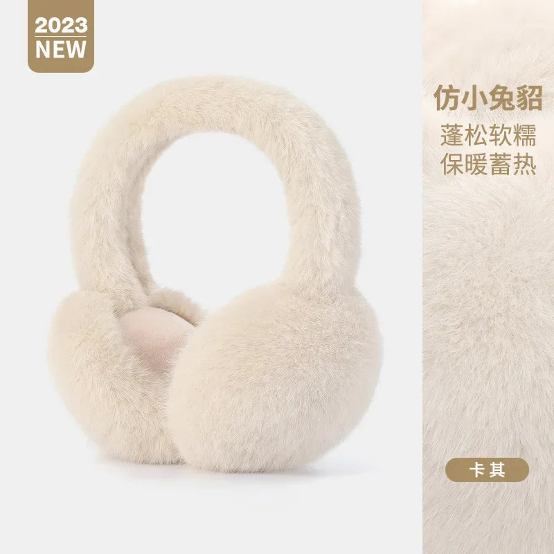 Soft Plush Ear Warmer Winter Earmuffs for Women Men Fashion Solid Color Warm Ear Cover Fashion Outdoor Cold Protection Earmuffs Peaceful Pleasures Health and Wellness khaki
